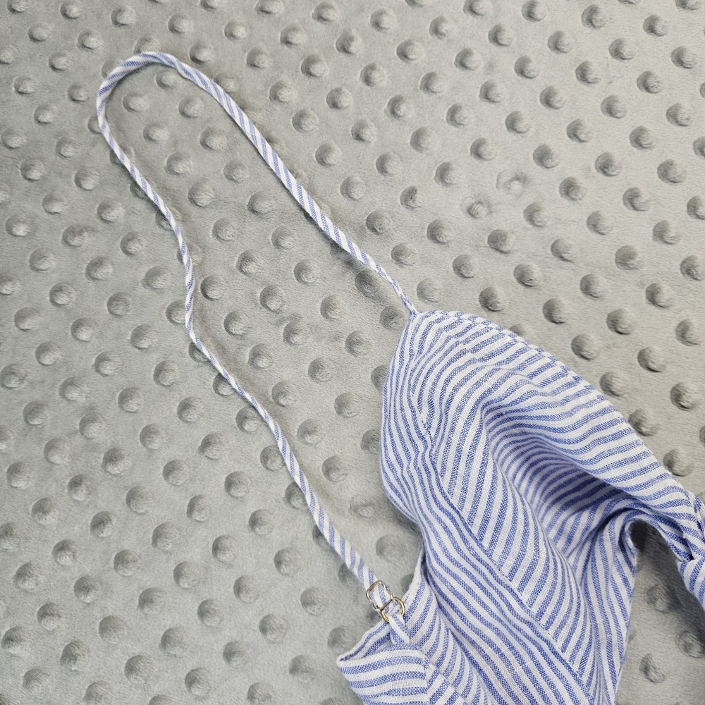 Karina Grimaldi Blue Striped Summer Linen Dress Sz. M - Picture 10 of 12